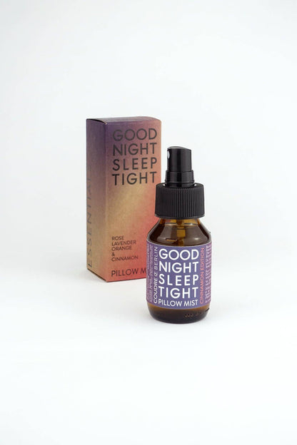 Elegante 50 ml Glasflasche des Kopfkissensprays Good Night mit feinem Zerstäuber.