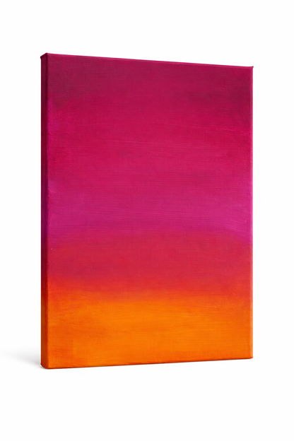 Selbstgemachte Acryl-Leinwand Wo das Leuchten verweilt in warmen Nuancen von Magenta, Pink und Orange.