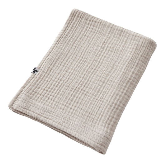 Großes Musselin-Duschtuch Pampa aus vierfacher Baumwolle in Creme-Beige.